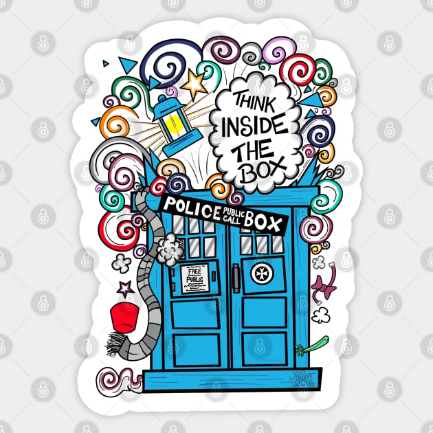 Think Inside the Box Sticker by UzzyWorks